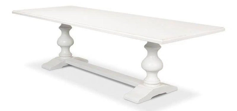 Lionisio 108" White Trestle Dining Table Cortina White Dining Tables LOOMLAN By Sarreid