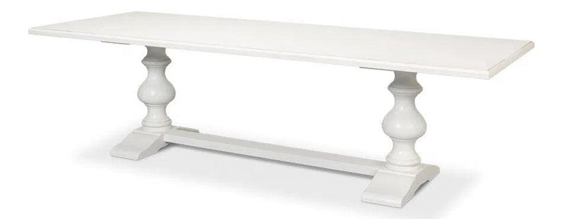 Lionisio 108" White Trestle Dining Table Cortina White Dining Tables LOOMLAN By Sarreid