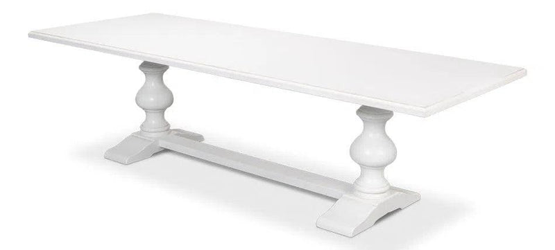 Lionisio 108" White Trestle Dining Table Cortina White Dining Tables LOOMLAN By Sarreid