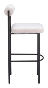 Livorno Barstool (Set of 2) Ivory Bar Stools LOOMLAN By Zuo Modern