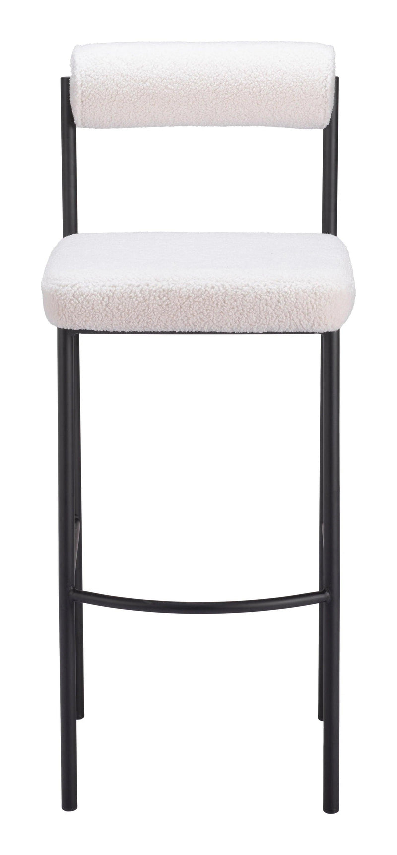 Livorno Barstool (Set of 2) Ivory Bar Stools LOOMLAN By Zuo Modern