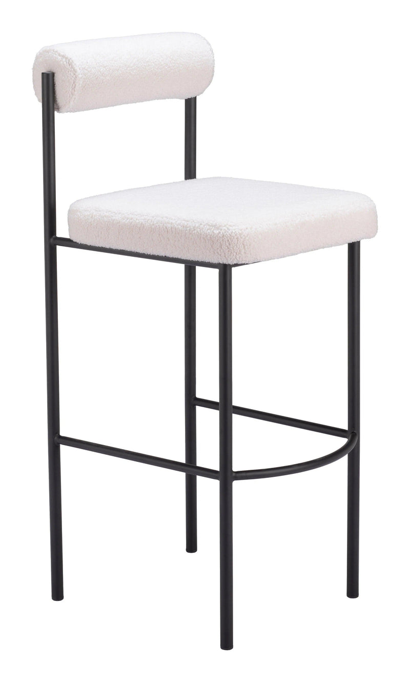 Livorno Barstool (Set of 2) Ivory Bar Stools LOOMLAN By Zuo Modern