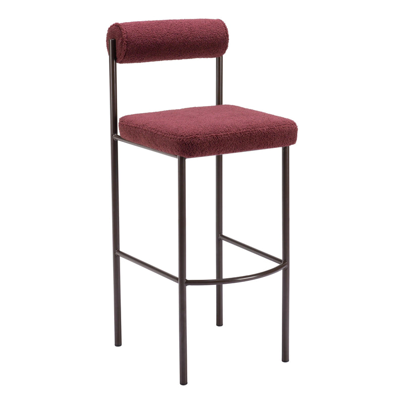 Livorno Barstool (Set of 2) Red & Bronze Bar Stools LOOMLAN By Zuo Modern