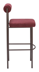 Livorno Barstool (Set of 2) Red & Bronze Bar Stools LOOMLAN By Zuo Modern