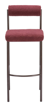 Livorno Barstool (Set of 2) Red & Bronze Bar Stools LOOMLAN By Zuo Modern