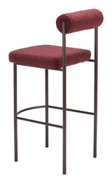 Livorno Barstool (Set of 2) Red & Bronze Bar Stools LOOMLAN By Zuo Modern