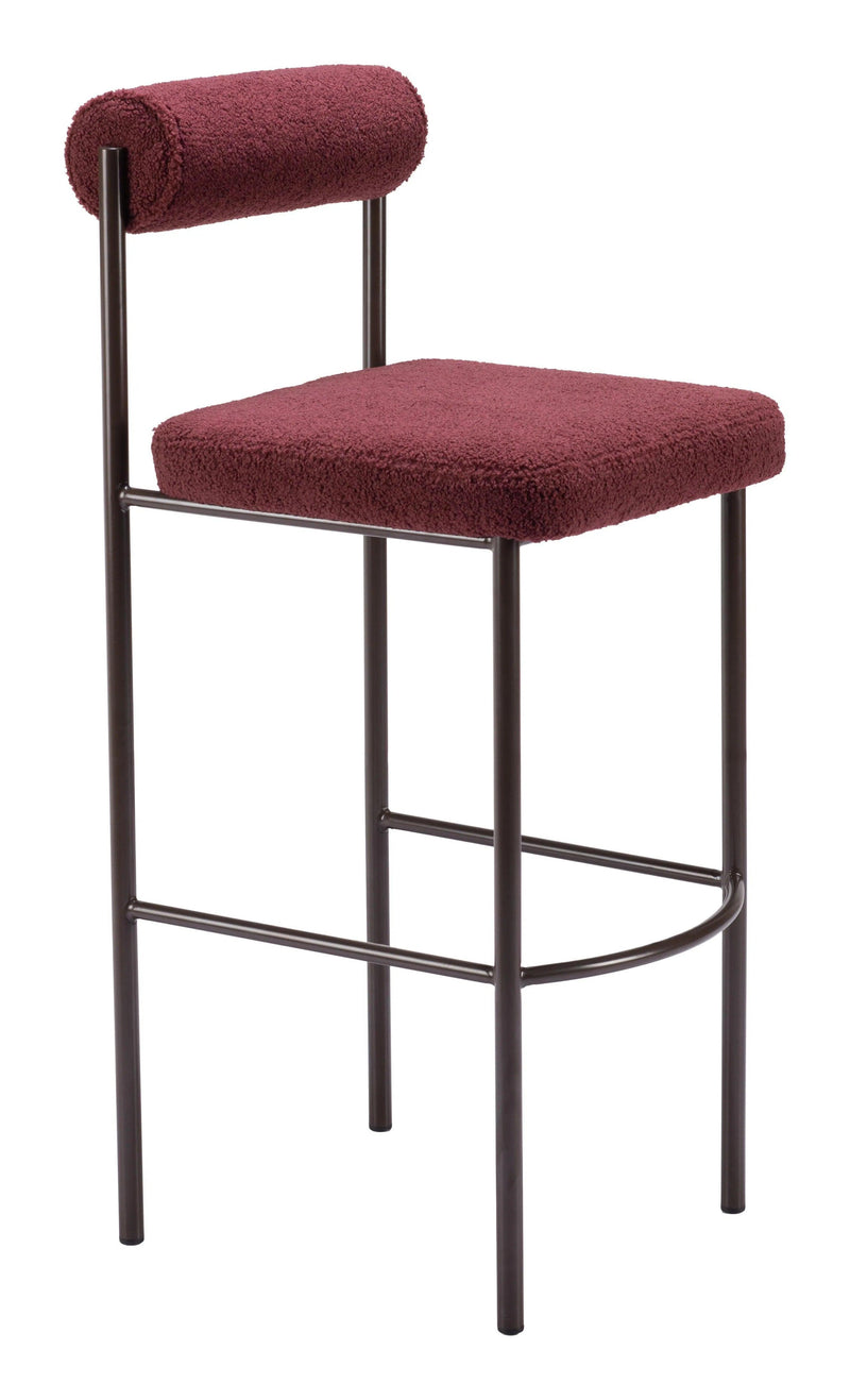 Livorno Barstool (Set of 2) Red & Bronze Bar Stools LOOMLAN By Zuo Modern