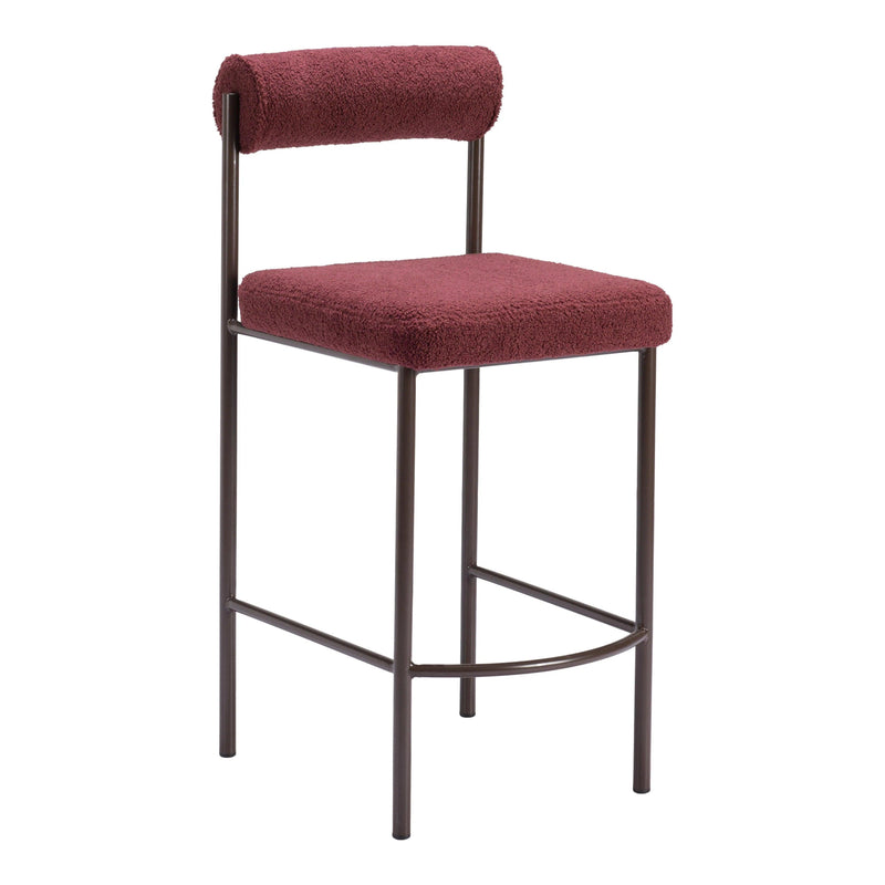 Livorno Counter Stool (Set of 2) Red & Bronze Counter Stools LOOMLAN By Zuo Modern