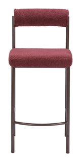 Livorno Counter Stool (Set of 2) Red & Bronze Counter Stools LOOMLAN By Zuo Modern