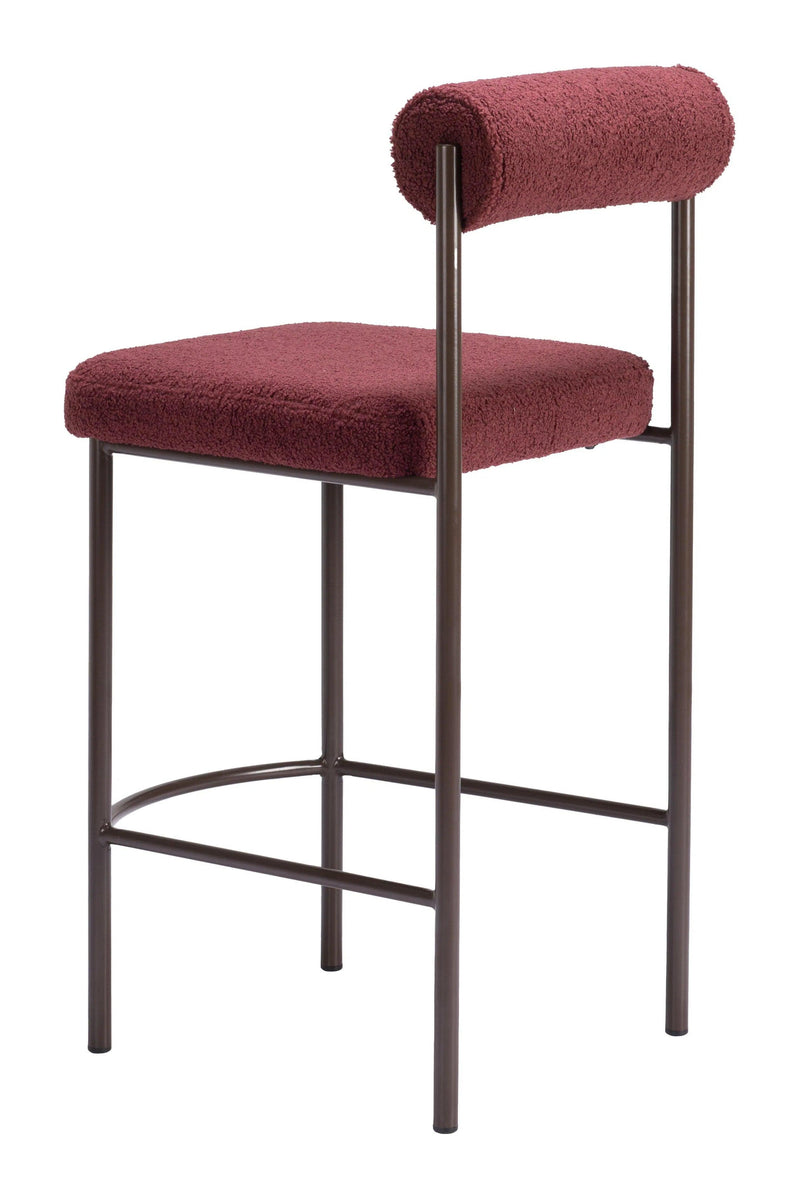 Livorno Counter Stool (Set of 2) Red & Bronze Counter Stools LOOMLAN By Zuo Modern