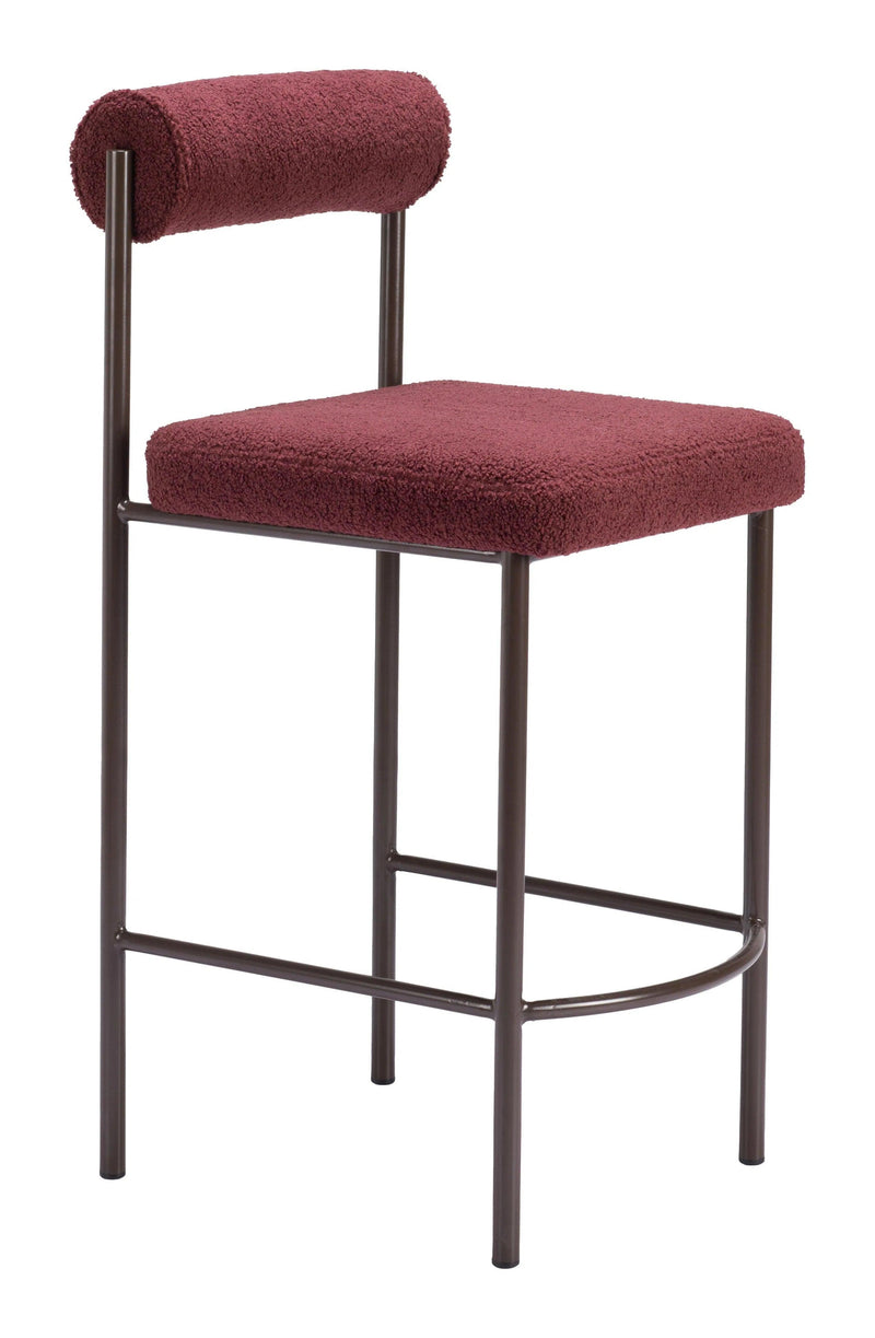 Livorno Counter Stool (Set of 2) Red & Bronze Counter Stools LOOMLAN By Zuo Modern