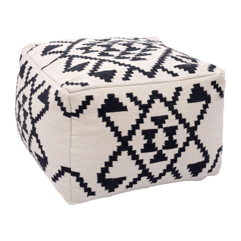 Lizardo Ottoman Beige & Black Ottomans LOOMLAN By Zuo Modern