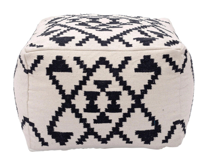 Lizardo Ottoman Beige & Black Ottomans LOOMLAN By Zuo Modern