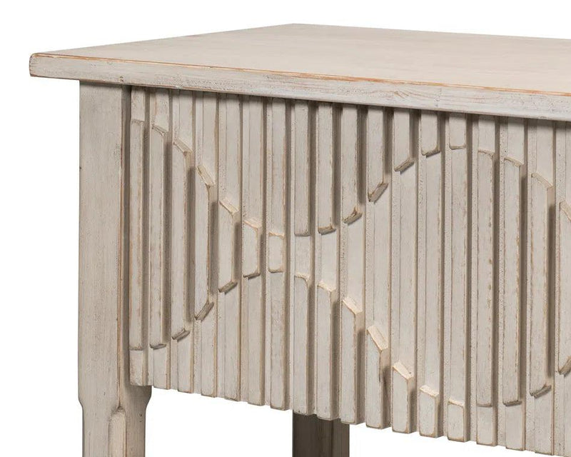 Lola Console Table With Drawers and Shelf Stone Grey Wood Console Tables LOOMLAN By Sarreid