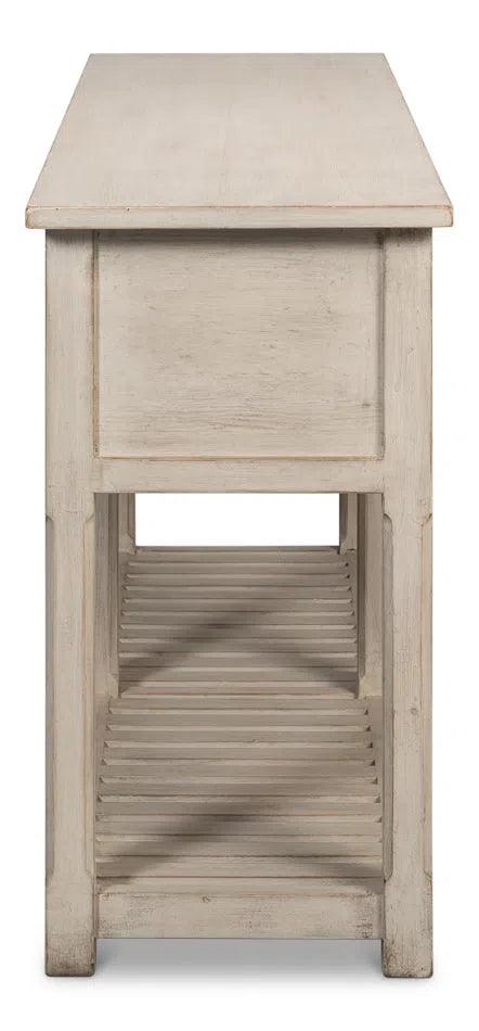 Lola Console Table With Drawers and Shelf Stone Grey Wood Console Tables LOOMLAN By Sarreid