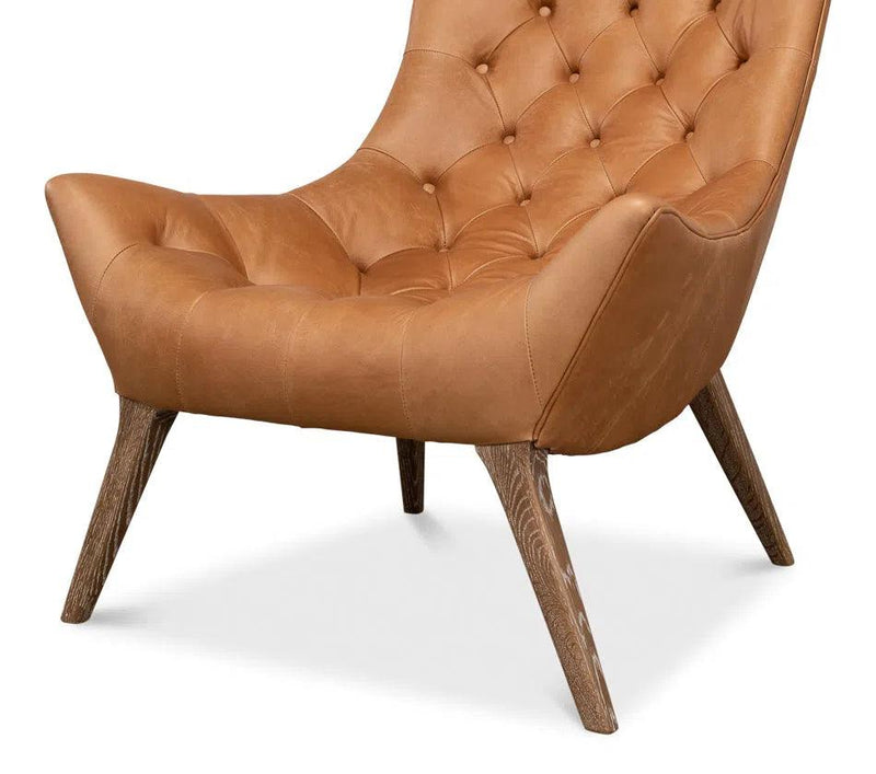 Lola Leather Slipper Accent Chair Accent Chairs LOOMLAN By Sarreid