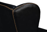 London Dry Leather Black Accent Arm Chair Club Chairs LOOMLAN By Sarreid