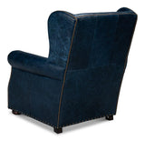 London Dry Leather Blue Accent Arm Chair Club Chairs LOOMLAN By Sarreid