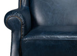 London Dry Leather Blue Accent Arm Chair Club Chairs LOOMLAN By Sarreid