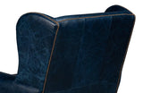 London Dry Leather Blue Accent Arm Chair Club Chairs LOOMLAN By Sarreid