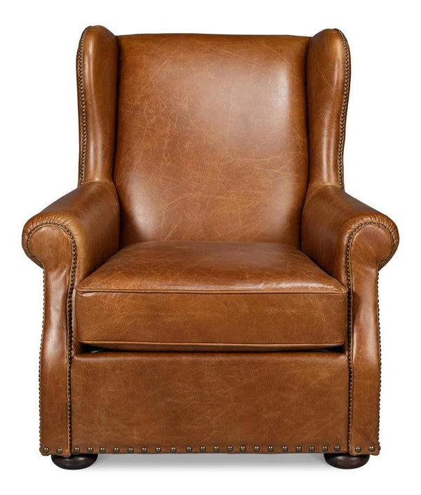 London Dry Leather Brown Accent Arm Chair Club Chairs LOOMLAN By Sarreid