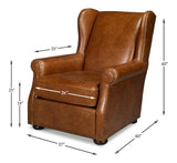 London Dry Leather Brown Accent Arm Chair Club Chairs LOOMLAN By Sarreid