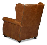 London Dry Leather Brown Accent Arm Chair Club Chairs LOOMLAN By Sarreid