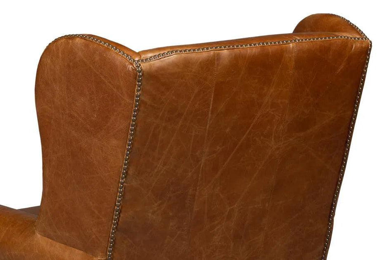 London Dry Leather Brown Accent Arm Chair Club Chairs LOOMLAN By Sarreid