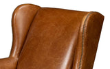 London Dry Leather Brown Accent Arm Chair Club Chairs LOOMLAN By Sarreid
