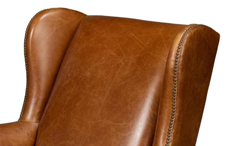 London Dry Leather Brown Accent Arm Chair Club Chairs LOOMLAN By Sarreid