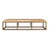 Long Hall Bench Beige Leather Bedroom Benches LOOMLAN By Sarreid