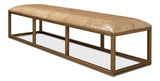 Long Hall Bench Beige Leather Bedroom Benches LOOMLAN By Sarreid