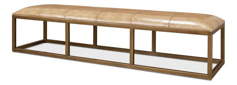 Long Hall Bench Beige Leather Bedroom Benches LOOMLAN By Sarreid