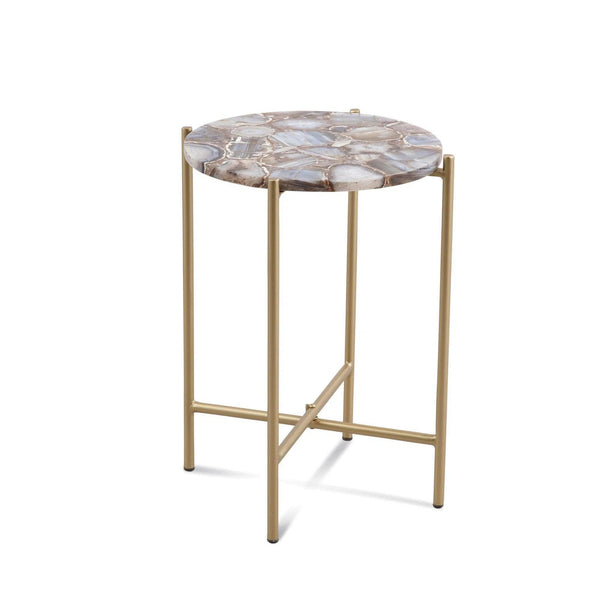 Lonna Metal Gold Round Accent Table Side Tables LOOMLAN By Bassett Mirror