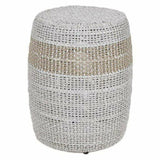 Loom Accent Table Taupe & White Flat Rope Taupe Stripe Outdoor Stools LOOMLAN By Essentials For Living