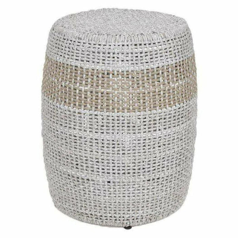 Loom Accent Table Taupe & White Flat Rope Taupe Stripe Outdoor Stools LOOMLAN By Essentials For Living