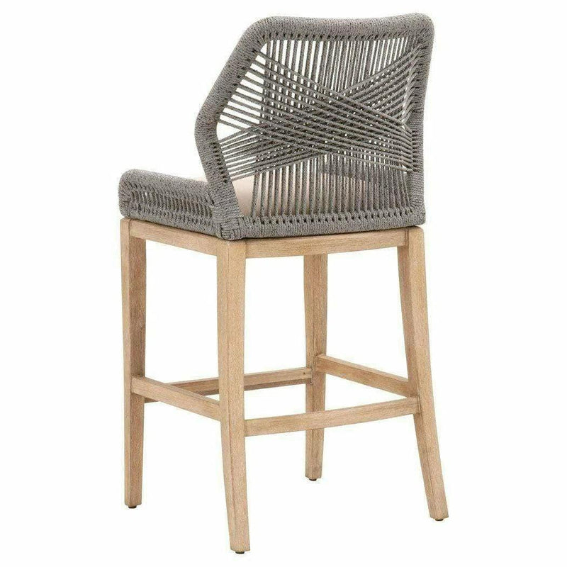 Loom Barstool Platinum Rope Light Gray Natural Gray Mahogany Bar Stools LOOMLAN By Essentials For Living