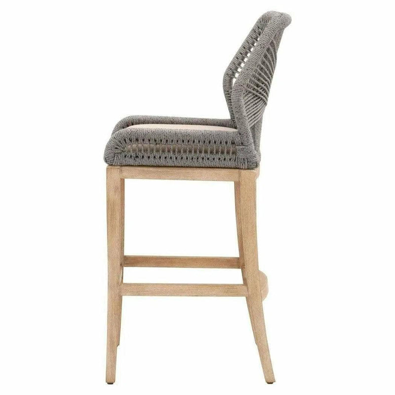 Loom Barstool Platinum Rope Light Gray Natural Gray Mahogany Bar Stools LOOMLAN By Essentials For Living