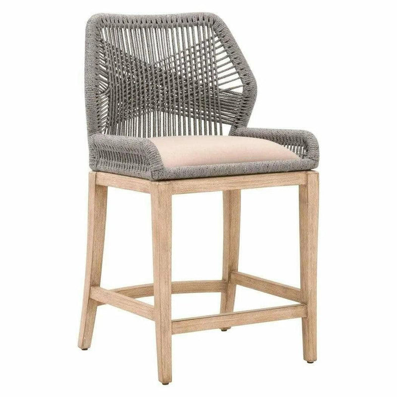 Loom Counter Stool Platinum Rope Light Gray Mahogany Counter Stools LOOMLAN By Essentials For Living