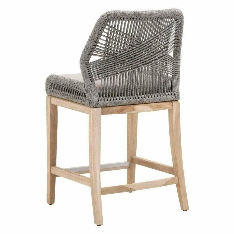 Loom Counter Stool Platinum Rope Light Gray Mahogany Counter Stools LOOMLAN By Essentials For Living