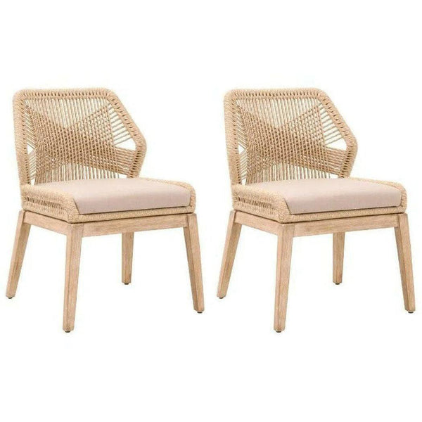 Loom Dining Chair Set of 2 Sand Rope Light Gray Mahogany Dining Chairs LOOMLAN By Essentials For Living