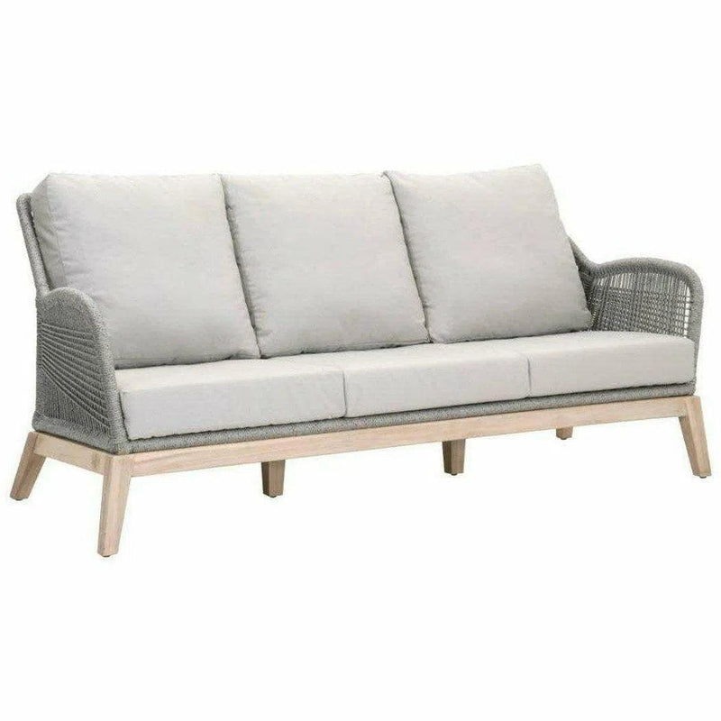 Loom Outdoor 79" Sofa Platinum Rope Gray Teak Wood Outdoor Sofas & Loveseats LOOMLAN By Essentials For Living