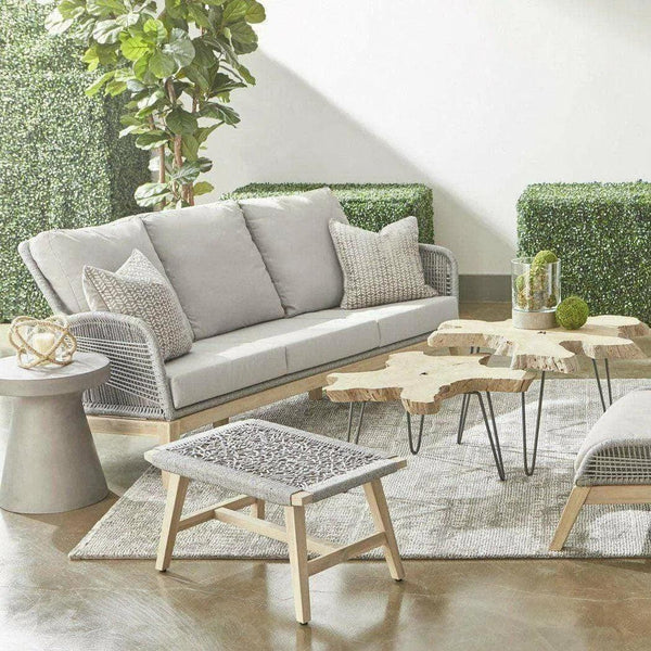 Loom Outdoor 79" Sofa Platinum Rope Gray Teak Wood Outdoor Sofas & Loveseats LOOMLAN By Essentials For Living