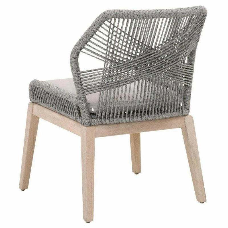 Loom Outdoor Dining Chair Set of 2 Platinum Rope Teak Wood Outdoor Dining Chairs LOOMLAN By Essentials For Living