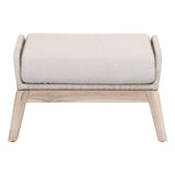 Loom Outdoor Footstool Taupe Rope and Teak Wood Frame Outdoor Ottomans LOOMLAN By Essentials For Living