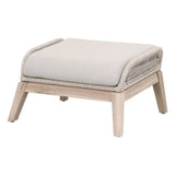 Loom Outdoor Footstool Taupe Rope and Teak Wood Frame Outdoor Ottomans LOOMLAN By Essentials For Living