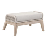 Loom Outdoor Footstool Taupe Rope and Teak Wood Frame Outdoor Ottomans LOOMLAN By Essentials For Living