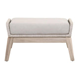 Loom Outdoor Footstool Taupe Rope and Teak Wood Frame Outdoor Ottomans LOOMLAN By Essentials For Living