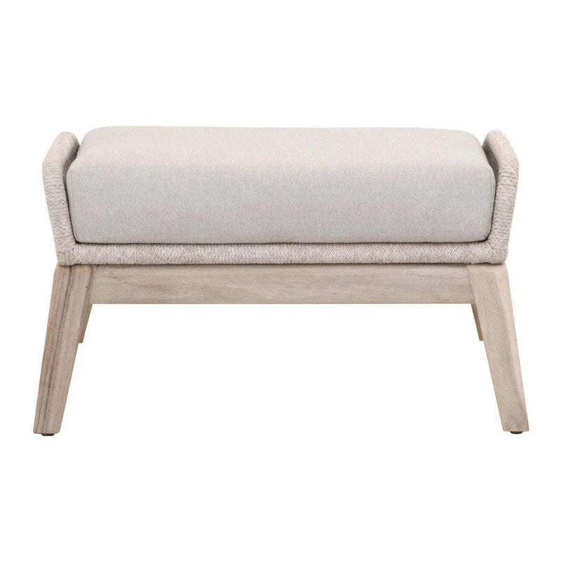 Loom Outdoor Footstool Taupe Rope and Teak Wood Frame Outdoor Ottomans LOOMLAN By Essentials For Living