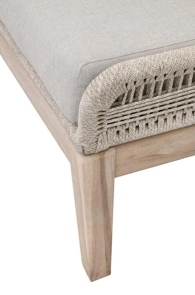 Loom Outdoor Footstool Taupe Rope and Teak Wood Frame Outdoor Ottomans LOOMLAN By Essentials For Living